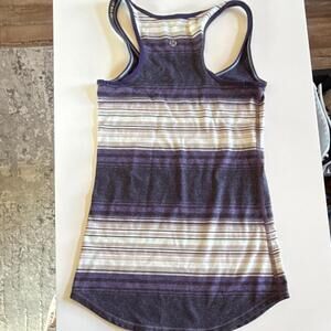 Lululemon Women's Striped Racerback Sleeveless Tank Top Purple Gray White run